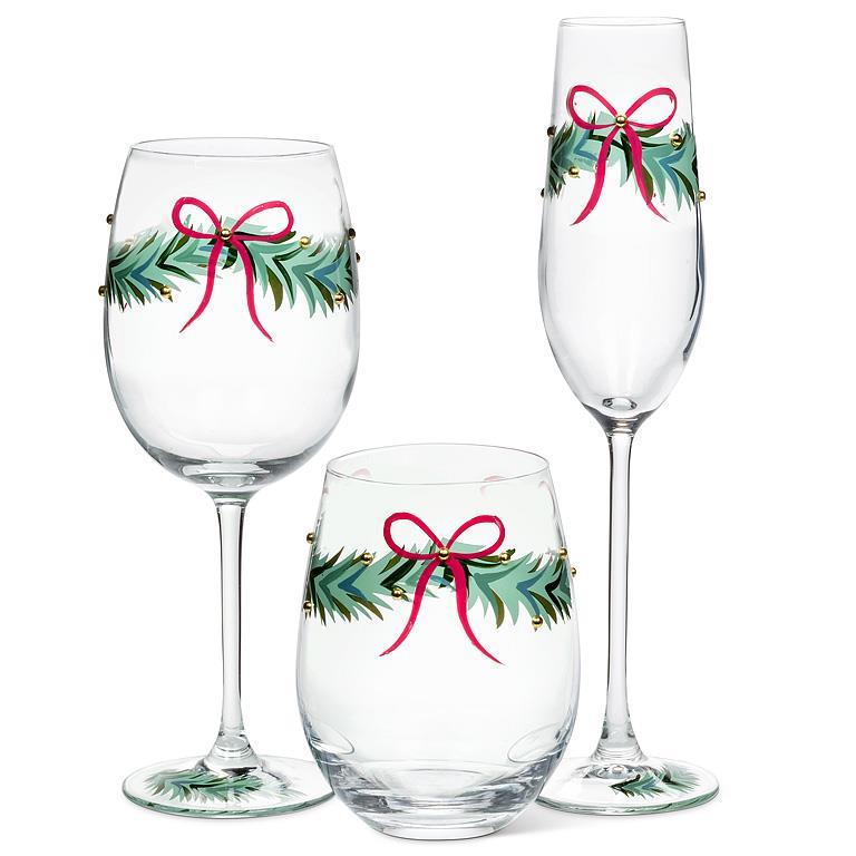 VERRE À VIN - COURONNE DE NOEL
