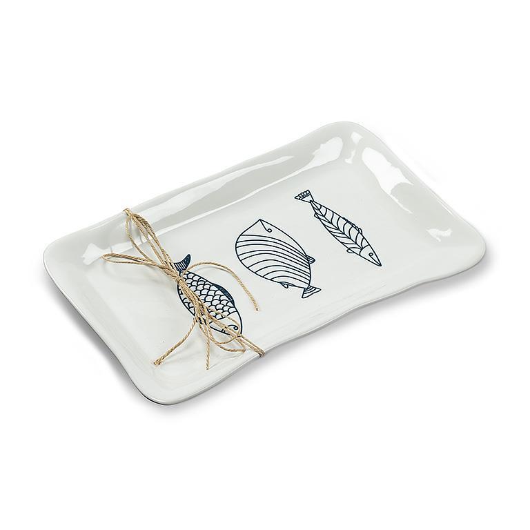 ASSIETTE RECT. POISSONS 7X12 ''