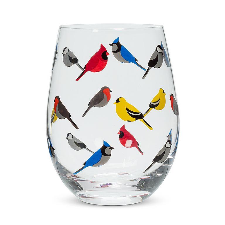 VERRE VIN SANS PIED OISEAUX