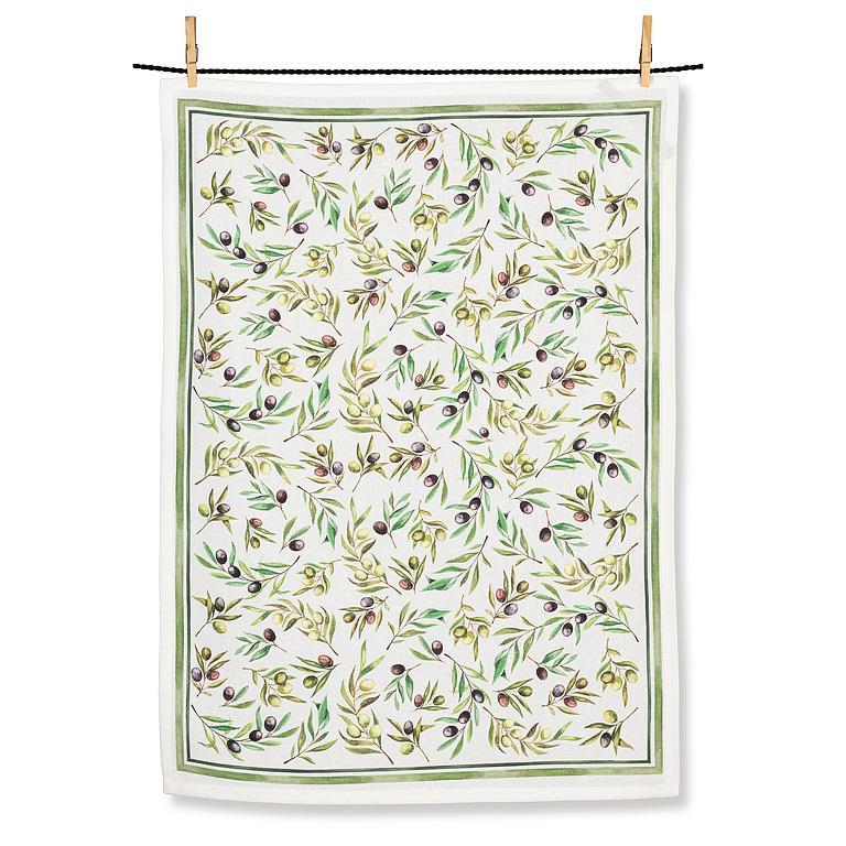 LINGE À VAISSELLE OLIVES ET FEUILLES