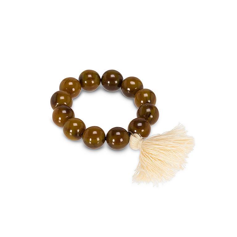 ROND DE SERVIETTE MARBRE BRUN AVEC POMPON