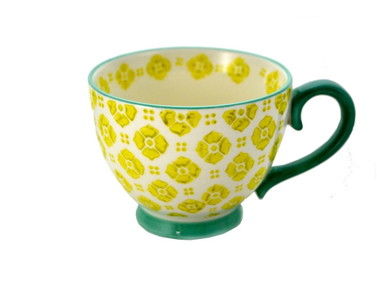 TASSE JAUNE/VERT CÉRAMIQUE 380ML