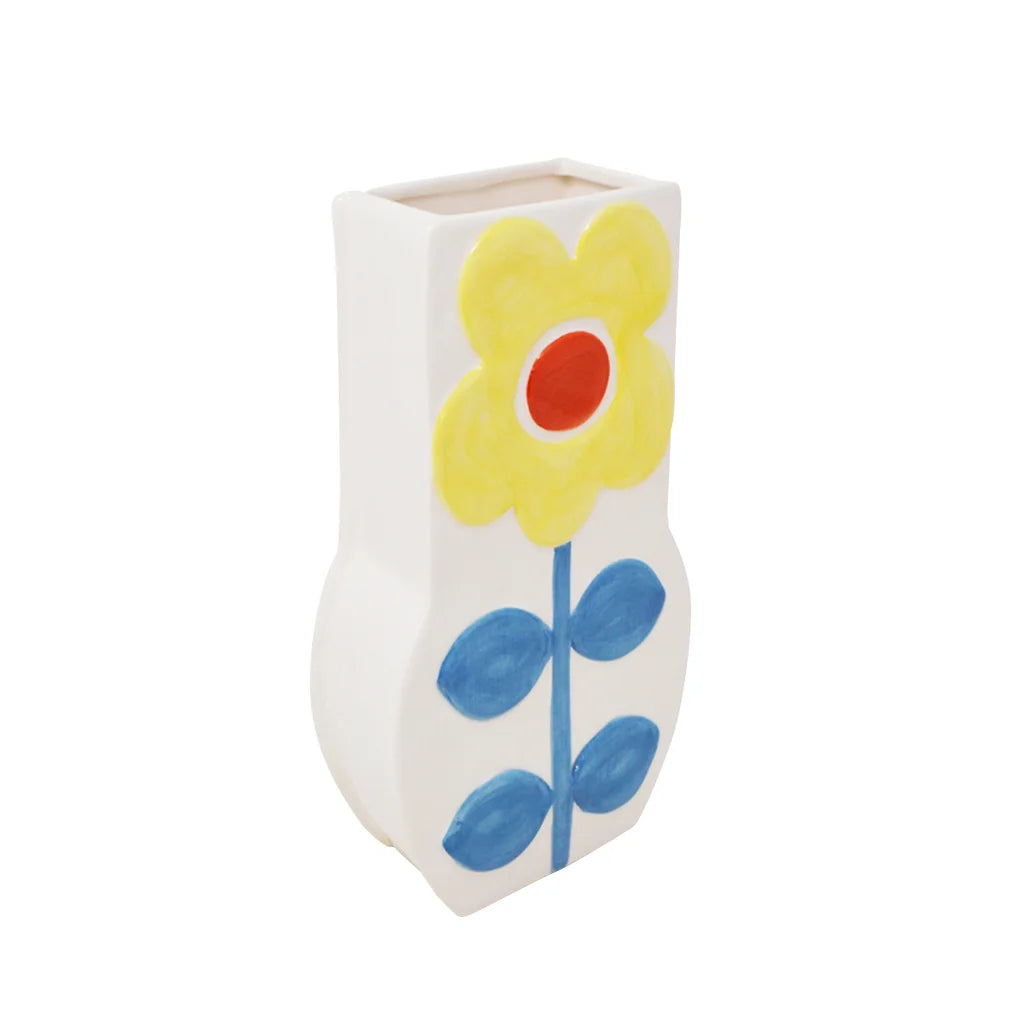 VASE PLAT - FLEUR JAUNE