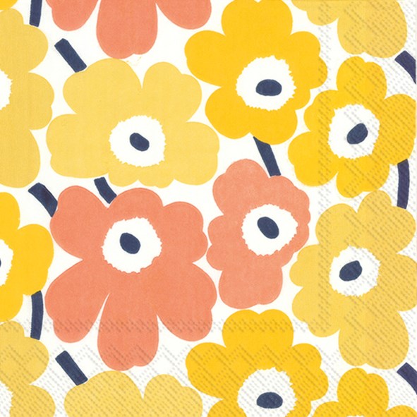 PQT 20 SERVIETTES COCKTAIL MARIMEKKO FLEURS JAUNES