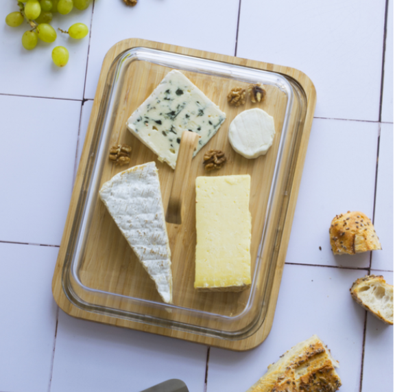 PLANCHE À FROMAGE AVEC COUVERCLE EN VERRE