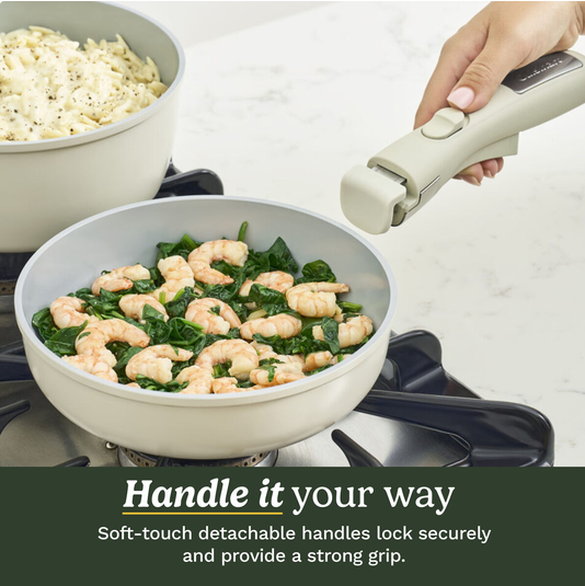 BATTERIE DE CUISINE EN ALUMINIUM FORGÉ DE 13 PIECES AVEC POIGNÉES DÉTACHABLES CUISINART