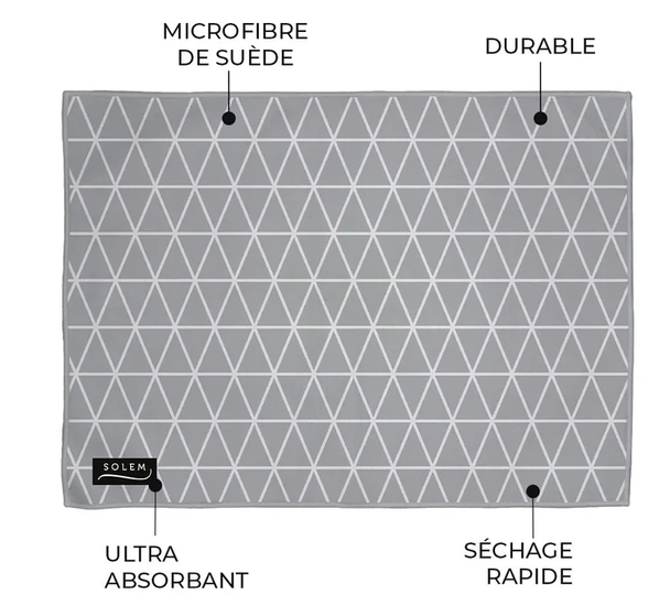 2 TAPIS DE SÉCHAGE POUR VAISSELLE MICROFIBRE LES ÉLÉGANTS - GRIS
