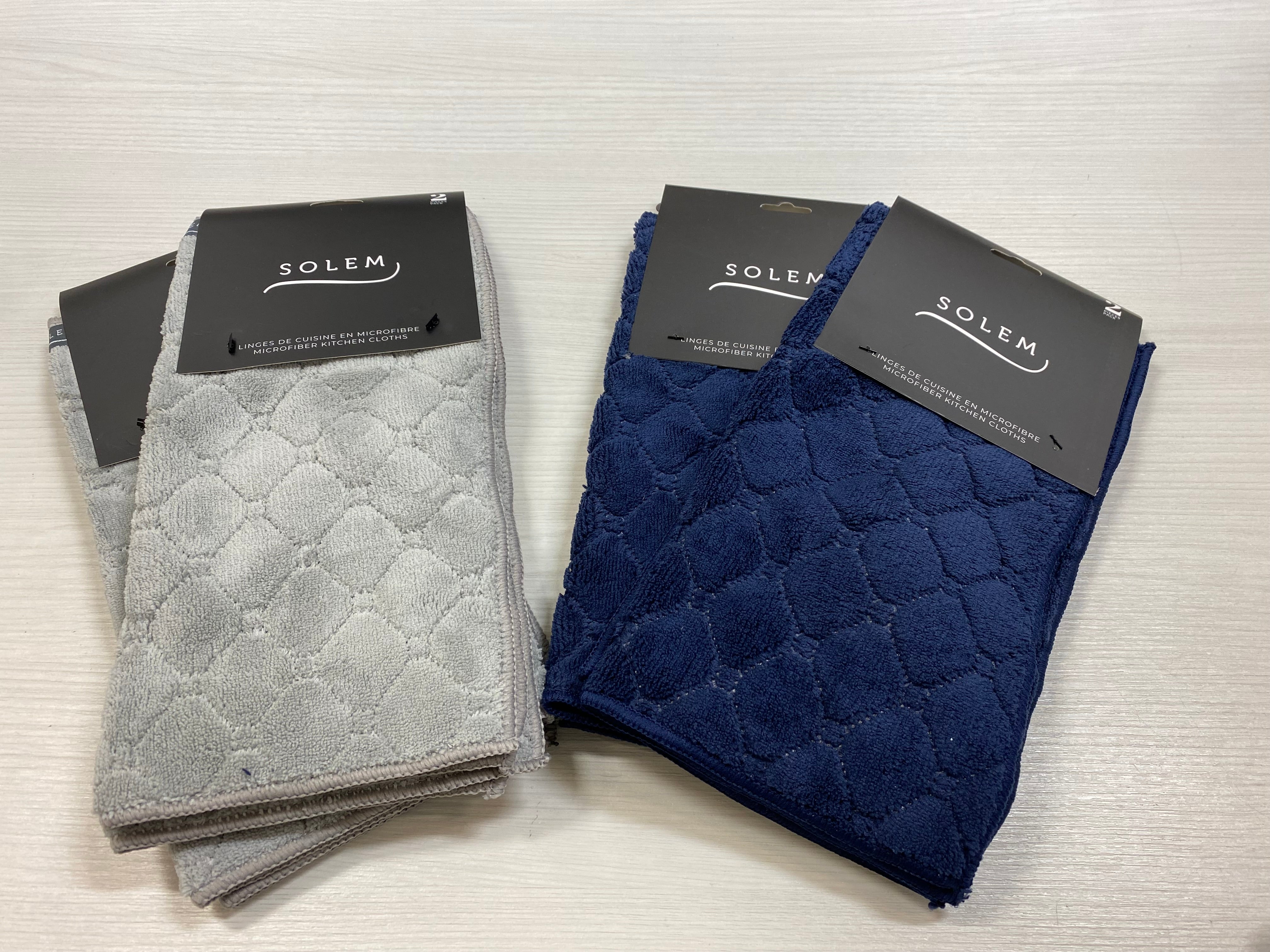 2 LINGES DE CUISINE EN MICROFIBRE MARINE