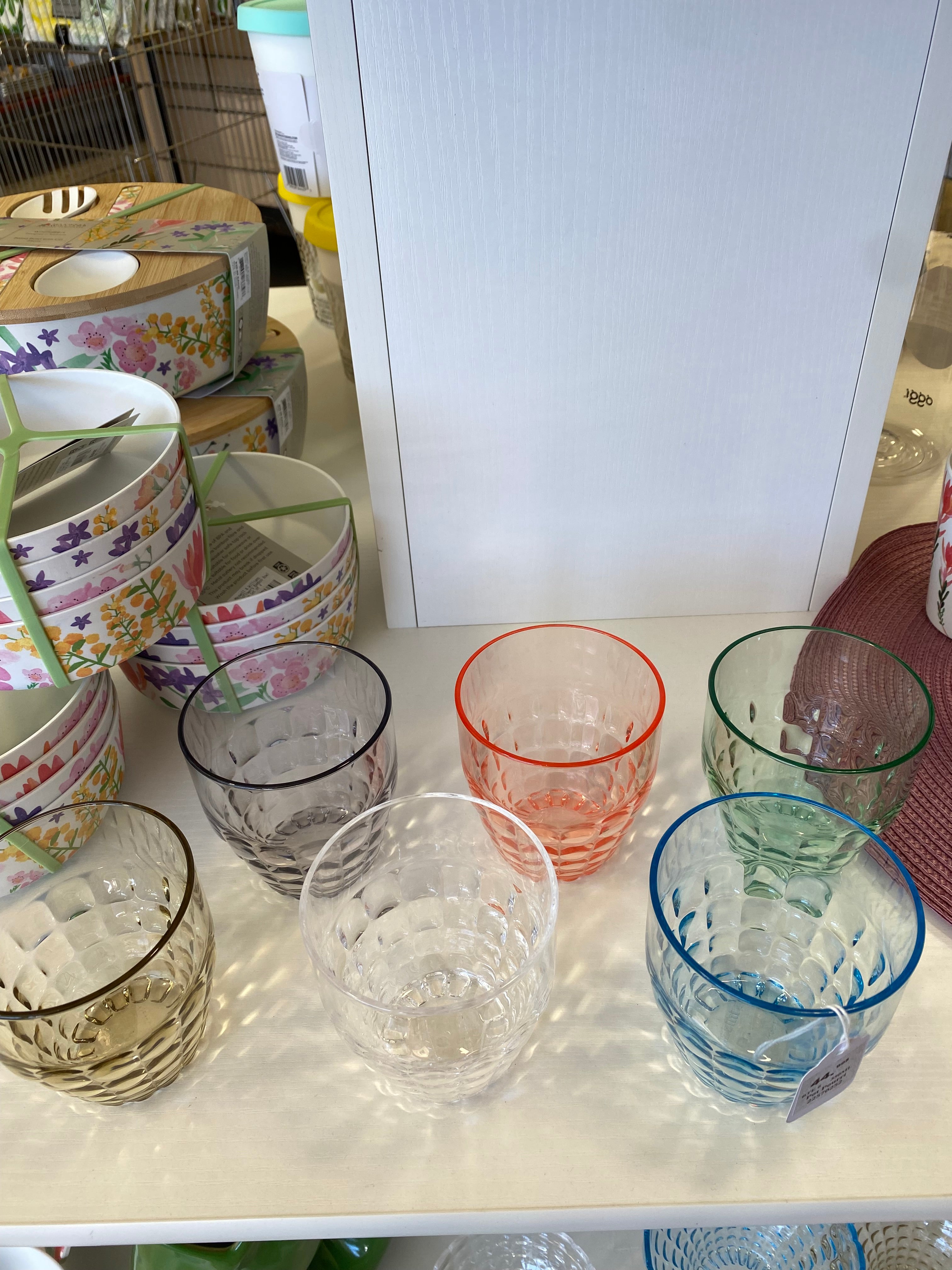 ENS. 6 VERRES EN ACRYLIQUE COLORÉS 350 ML