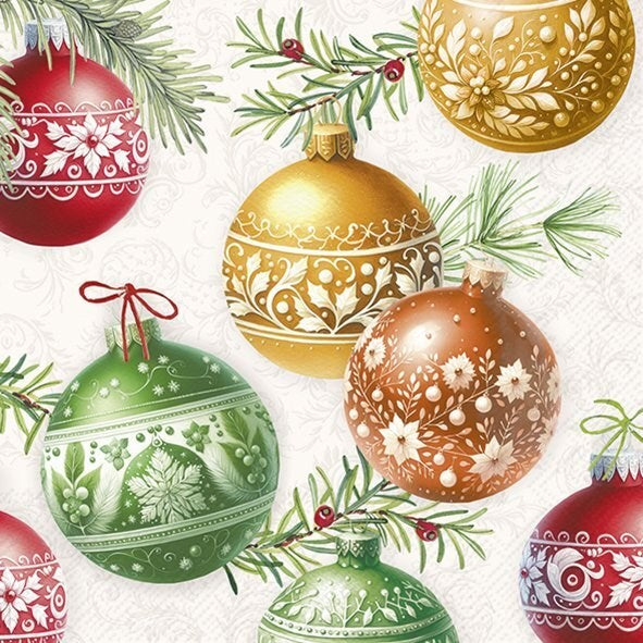 PQT 20 SERVIETTES BOULES DE NOEL