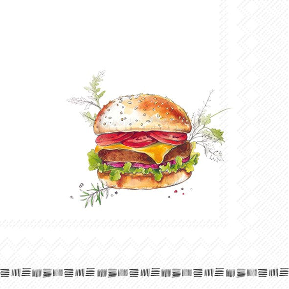 PQT 20 SERVIETTES PAPIER HAMBURGER
