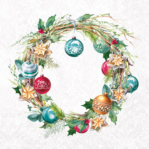 PQT 20 SERVIETTES PAPIER COURONNE AVEC BOULES