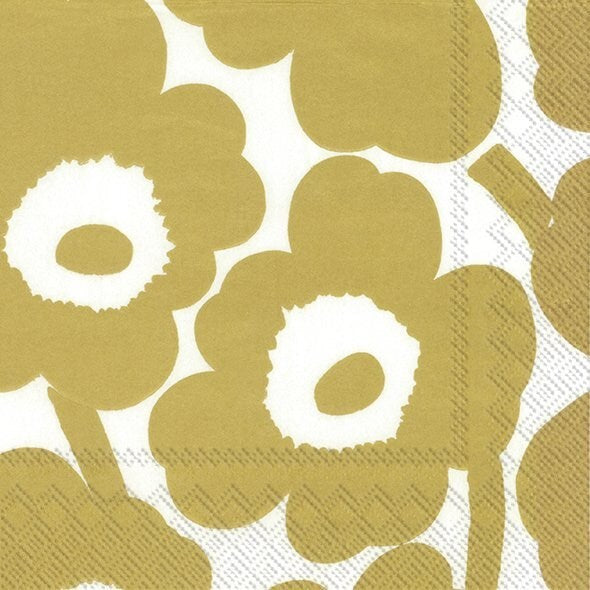 PQT 20 SERVIETTES PAPIER UNIKKO OR ET BLANC MARIMEKKO