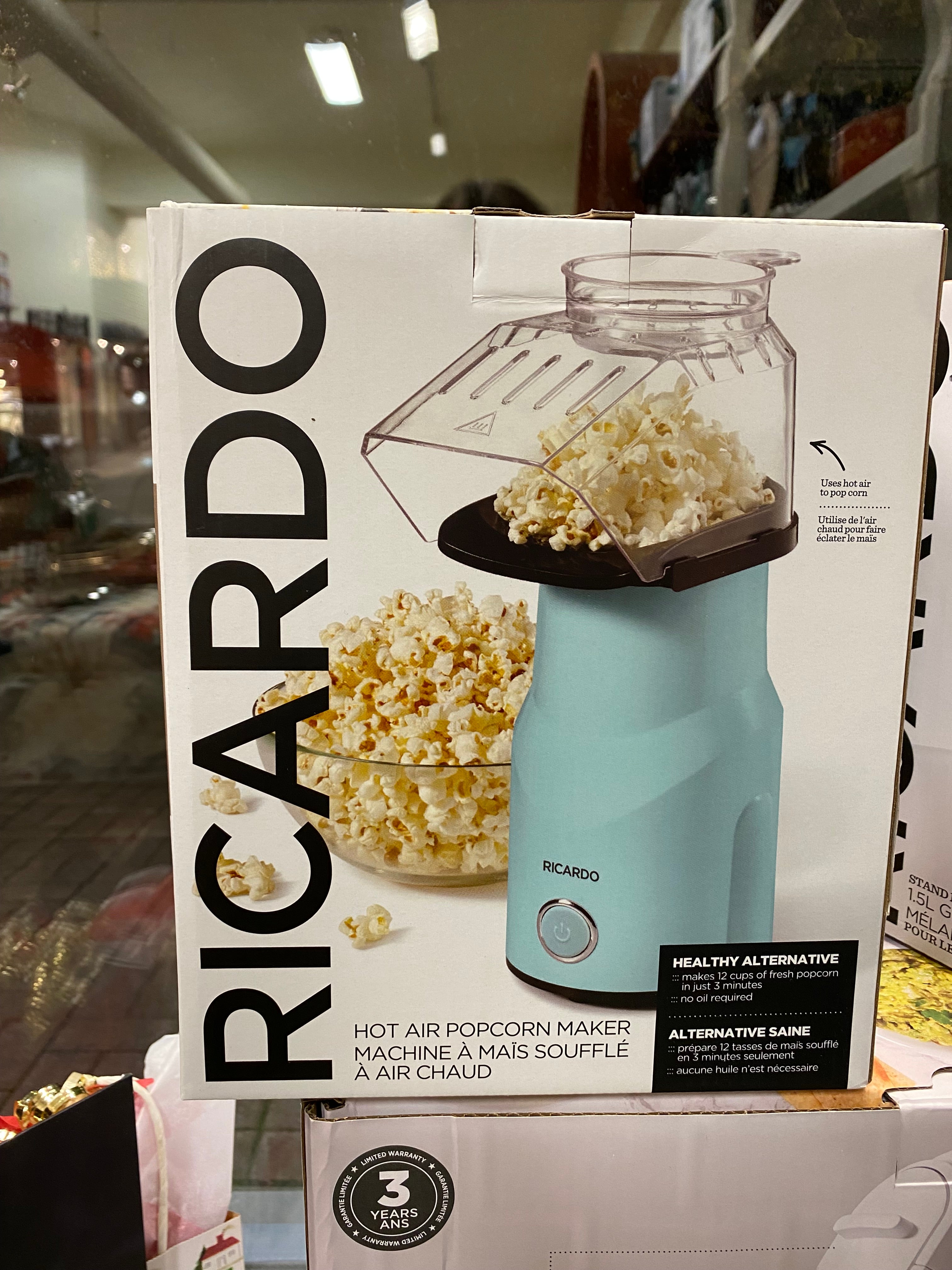 MACHINE MAIS SOUFFLÉ AIR CHAUD 12 TASSES RICARDO