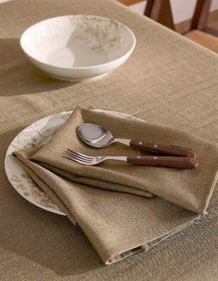 ENS. 4 SERVIETTES DE TABLE FAUX LIN - BEIGE