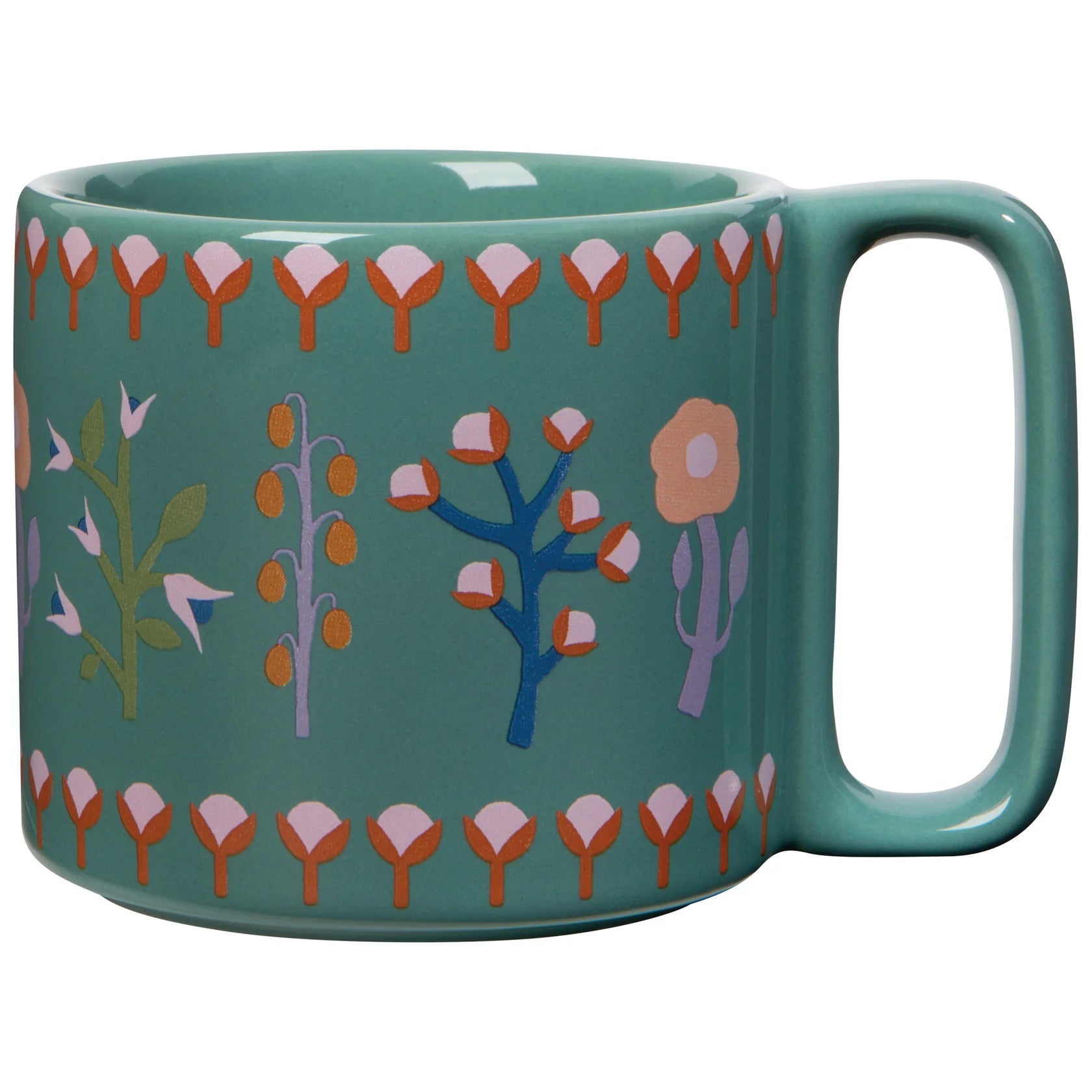 TASSE TURQUOISE AVEC FLEURS