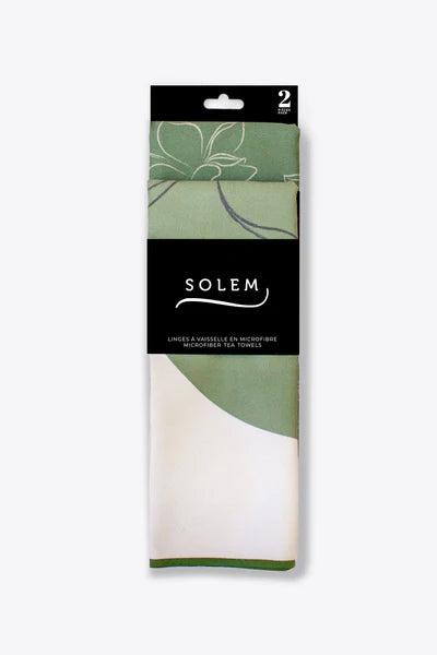 2 LINGES VAISSELLE MICROFIBRE - LES GARDENIAS VERT