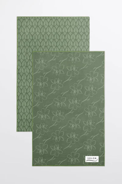 2 LINGES VAISSELLE MICROFIBRE - LES GARDENIAS VERT