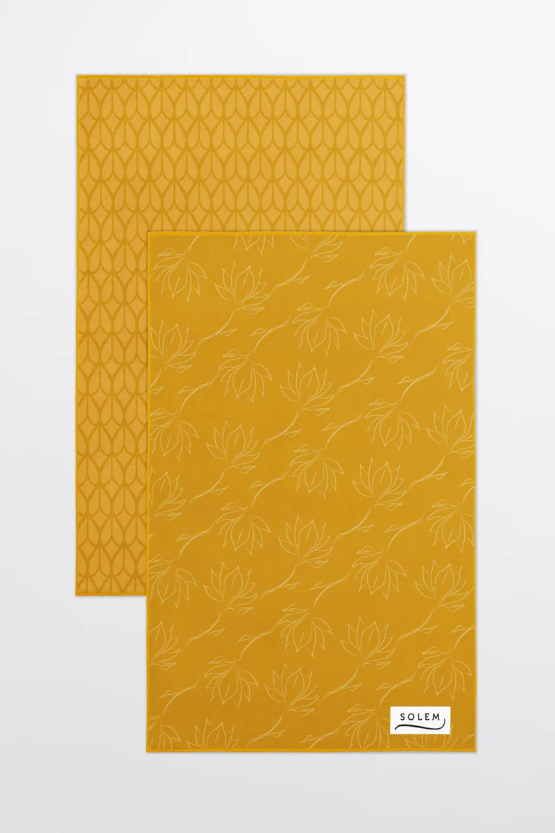 2 LINGES A VAISSELLE MICROFIBRE - LES MAGNOLIAS - JAUNE