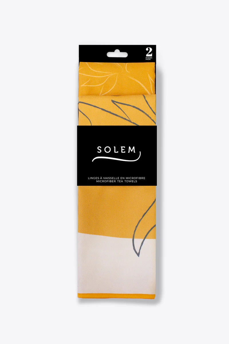 2 LINGES A VAISSELLE MICROFIBRE - LES MAGNOLIAS - JAUNE