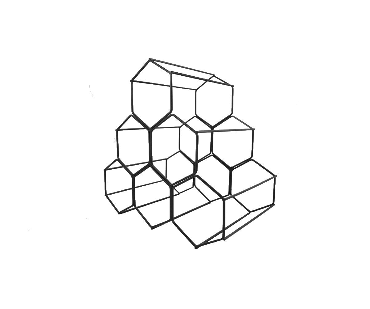 SUPPORT BOUTEILLE VIN - NOIR HEXAGONAL