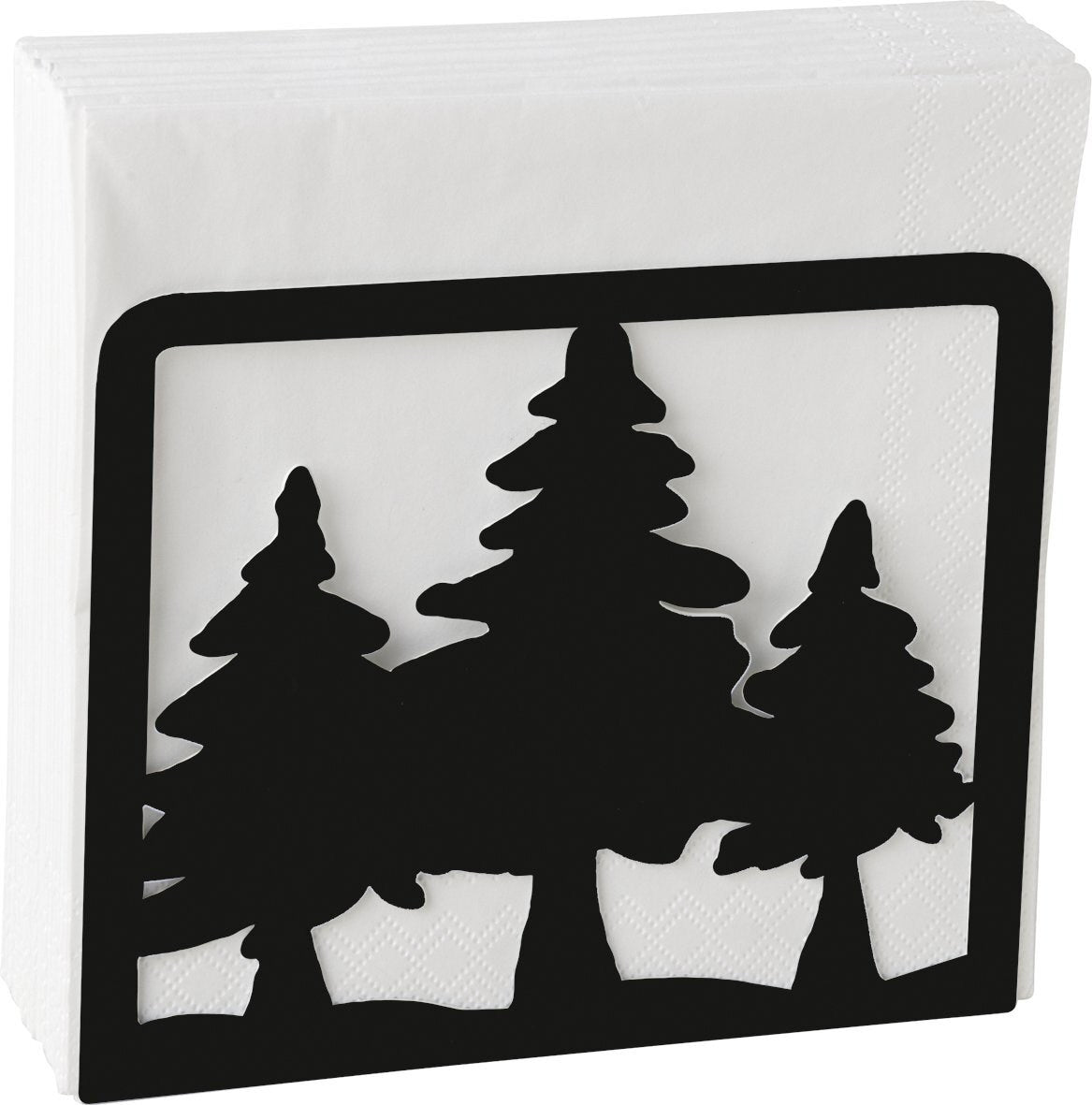 SUPPORT SERVIETTES METAL NOIR ARBRES