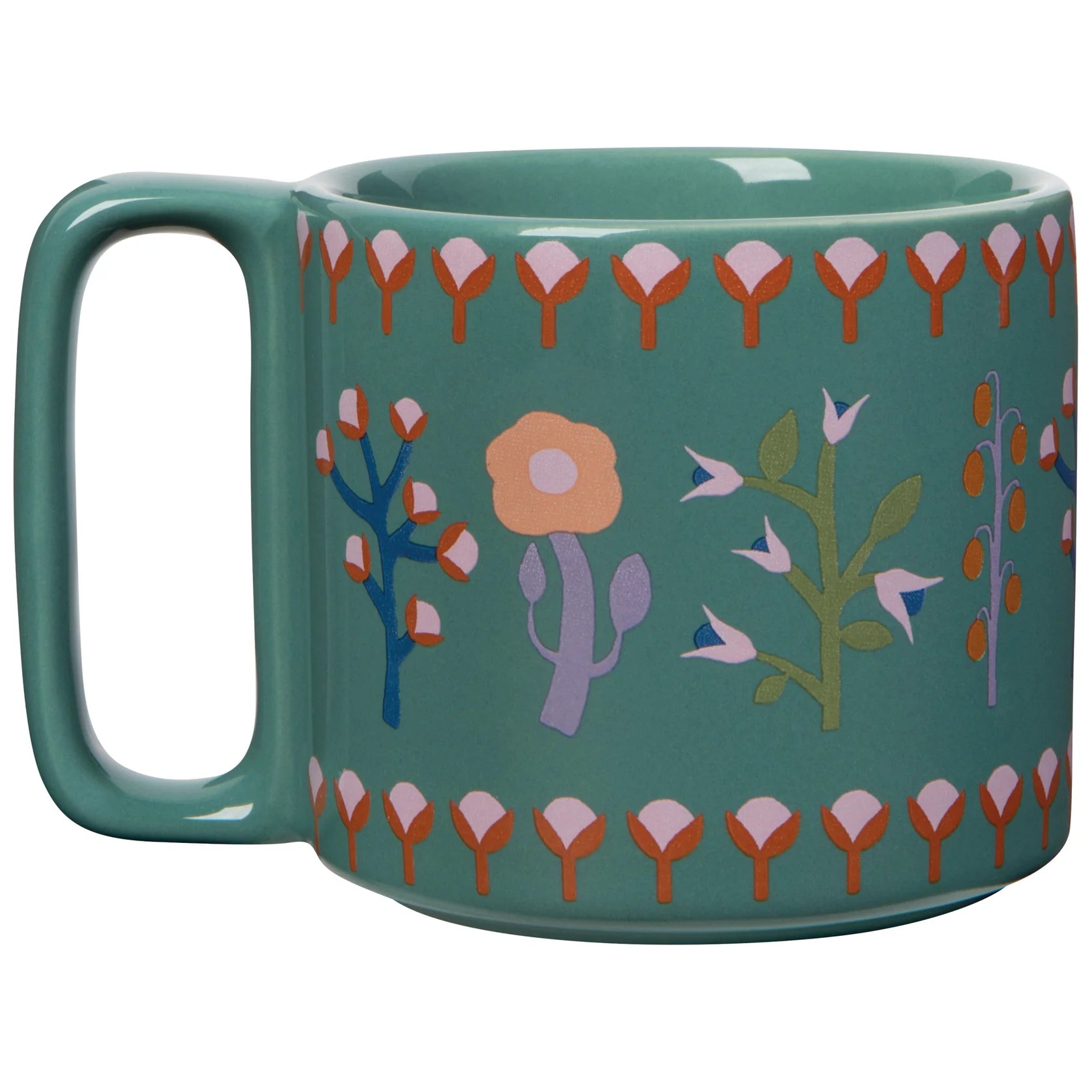 TASSE TURQUOISE AVEC FLEURS