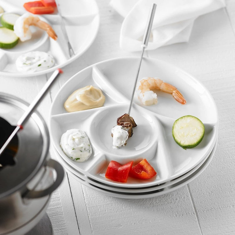 BTE 4 ASSIETTES RONDES BLANCHES FONDUE