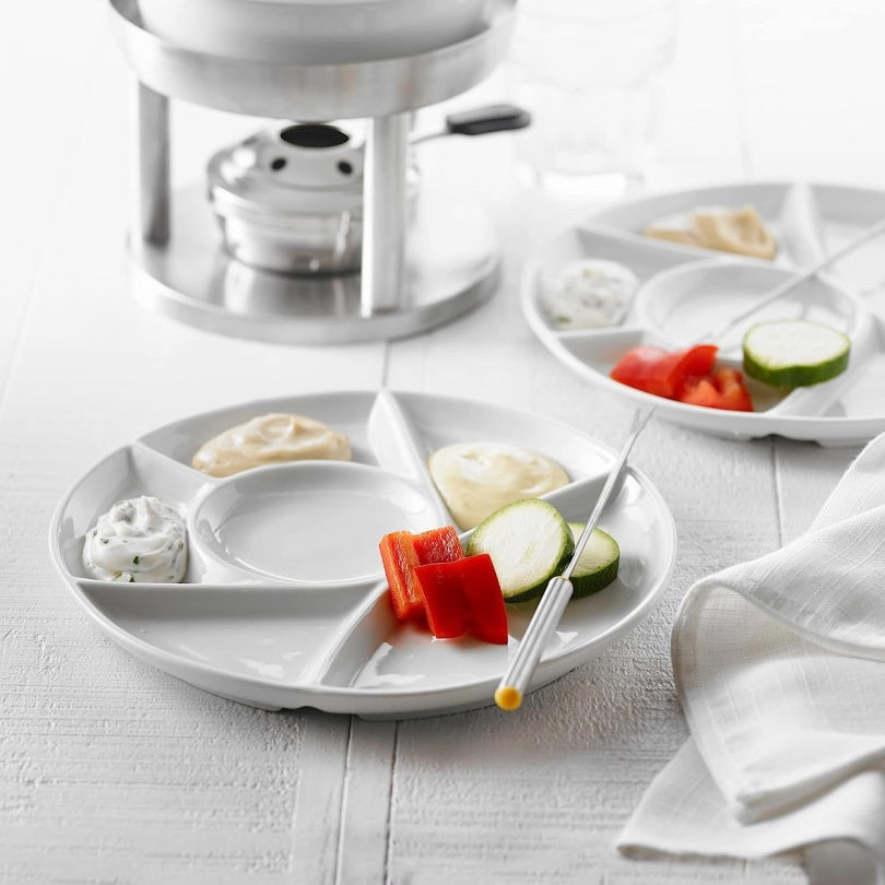 BTE 4 ASSIETTES RONDES BLANCHES FONDUE