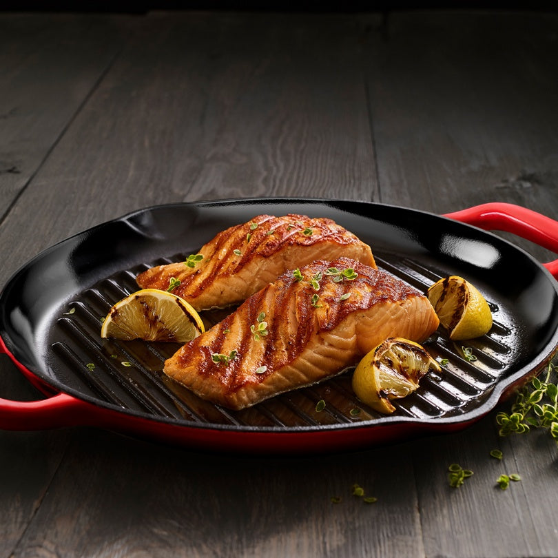 POÊLE À GRILLER FONTE ÉMAILLÉE ROUGE RICARDO