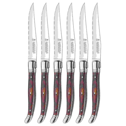ENS. 6 COUTEAUX STEAK "LAGUIOLE" BRUN