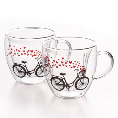 BTE 2 TASSES DOUBLE PAROI VÉLO SWEETHEART 250ML