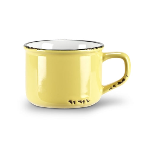 TASSE CAP. ENAMEL JAUNE 8 OZ
