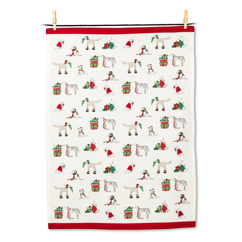 LINGE VAISSELLE CHIENS NOEL
