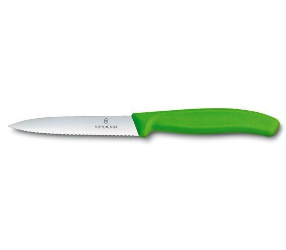 COUTEAU 4'' VICTORINOX DENTELÉ VERT BOUT POINTU