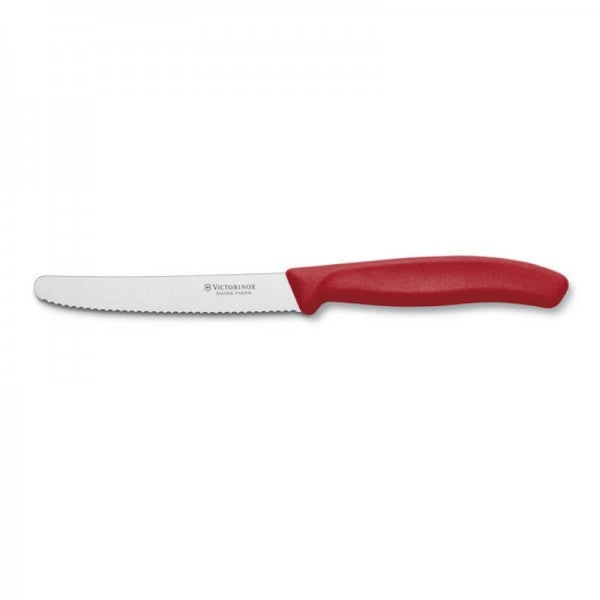 COUTEAU 4'' VICTORINOX DENTELÉ ROUGE BOUT ROND