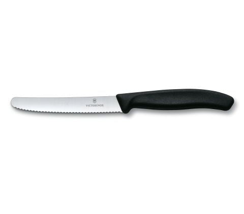 COUTEAU 4'' VICTORINOX DENTELÉ NOIR BOUT ROND
