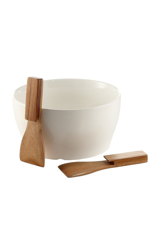 BOL A SALADE BLANC 24CM/UST ACACIA