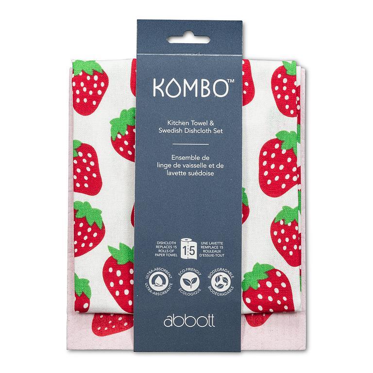 ENS. LINGE A VAISSELLE ET LINGE SUEDOIS FRAISE