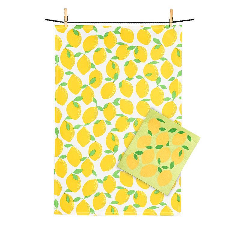ENS. LINGE VAISSELLE ET LINGE SUEDOIS CITRON