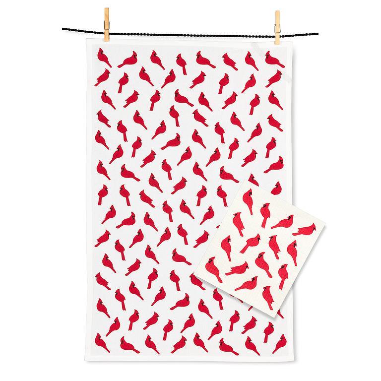 ENS. LINGE VAISSELLE ET LINGE SUEDOIS CARDINAUX