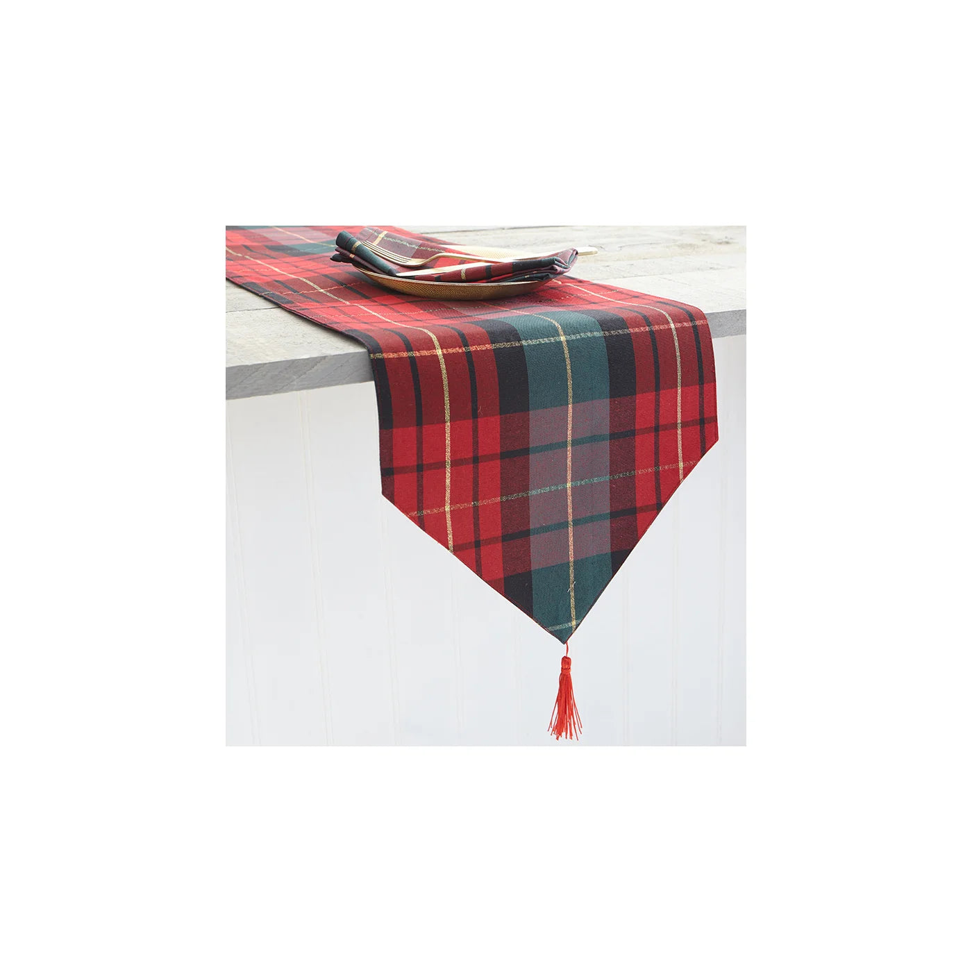 CHEMIN TABLE  CARREAUX TRADITIONNEL VERT ET ROUGE