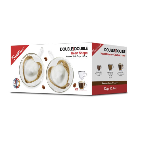 ENS. 2 TASSES CAP. DOUBLE PAROI COEUR 250 M;L