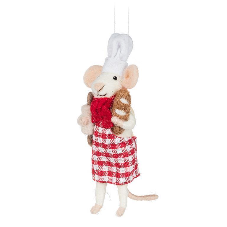 ORNEMENT SOURIS LAINE MERINO CHEF PATISSIER