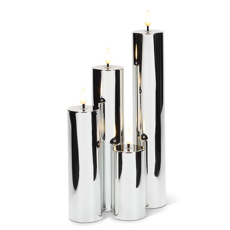 CHANDELLE SANS FLAMME LED 6'' ARGENT