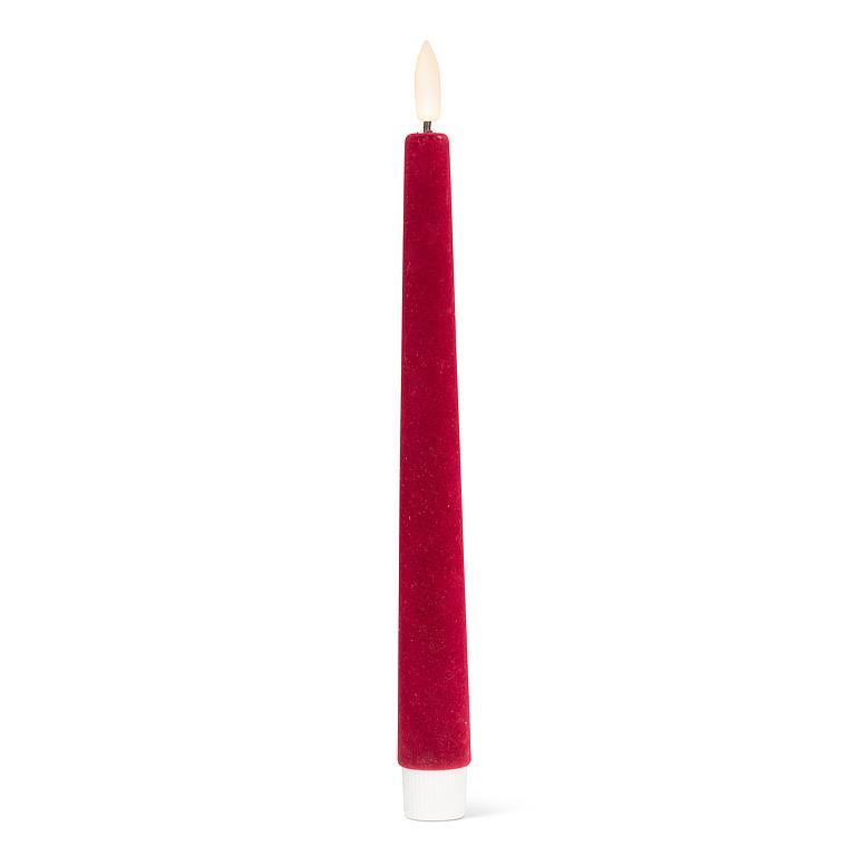 ENS. 2 CHANDELLES LED ROUGE VELOURS 10''