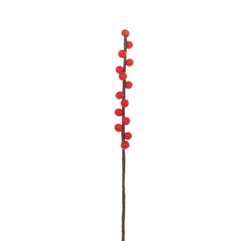 BRANCHE ROUGE AVEC POMPOM 12''