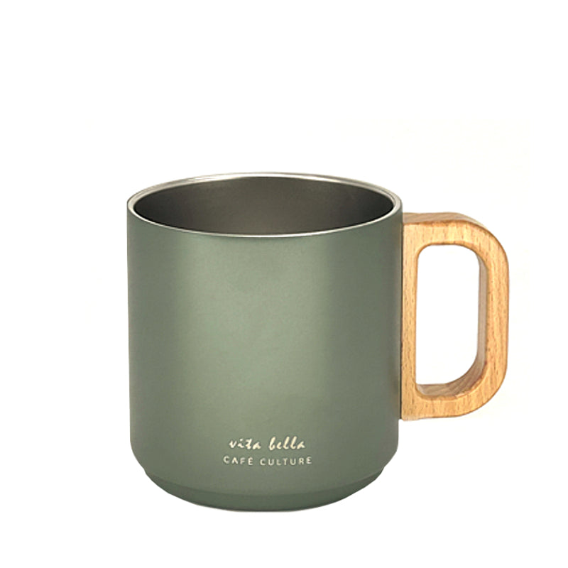 TASSE DOUBLE PAROI INOX/BOIS VERT 400ML