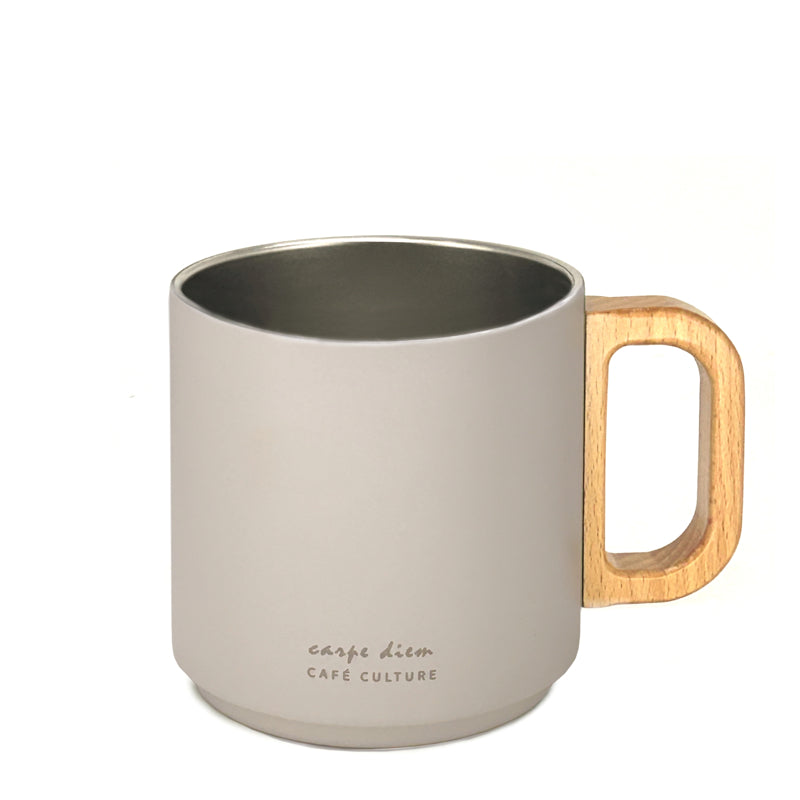 TASSE DOUBLE PAROI INOX/BOIS TAUPE 400ML