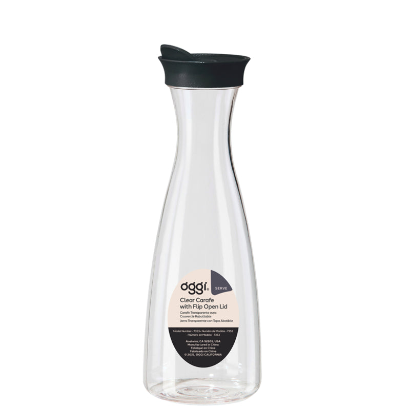 CARAFE TRANSPARENTE/BOUCHON NOIR